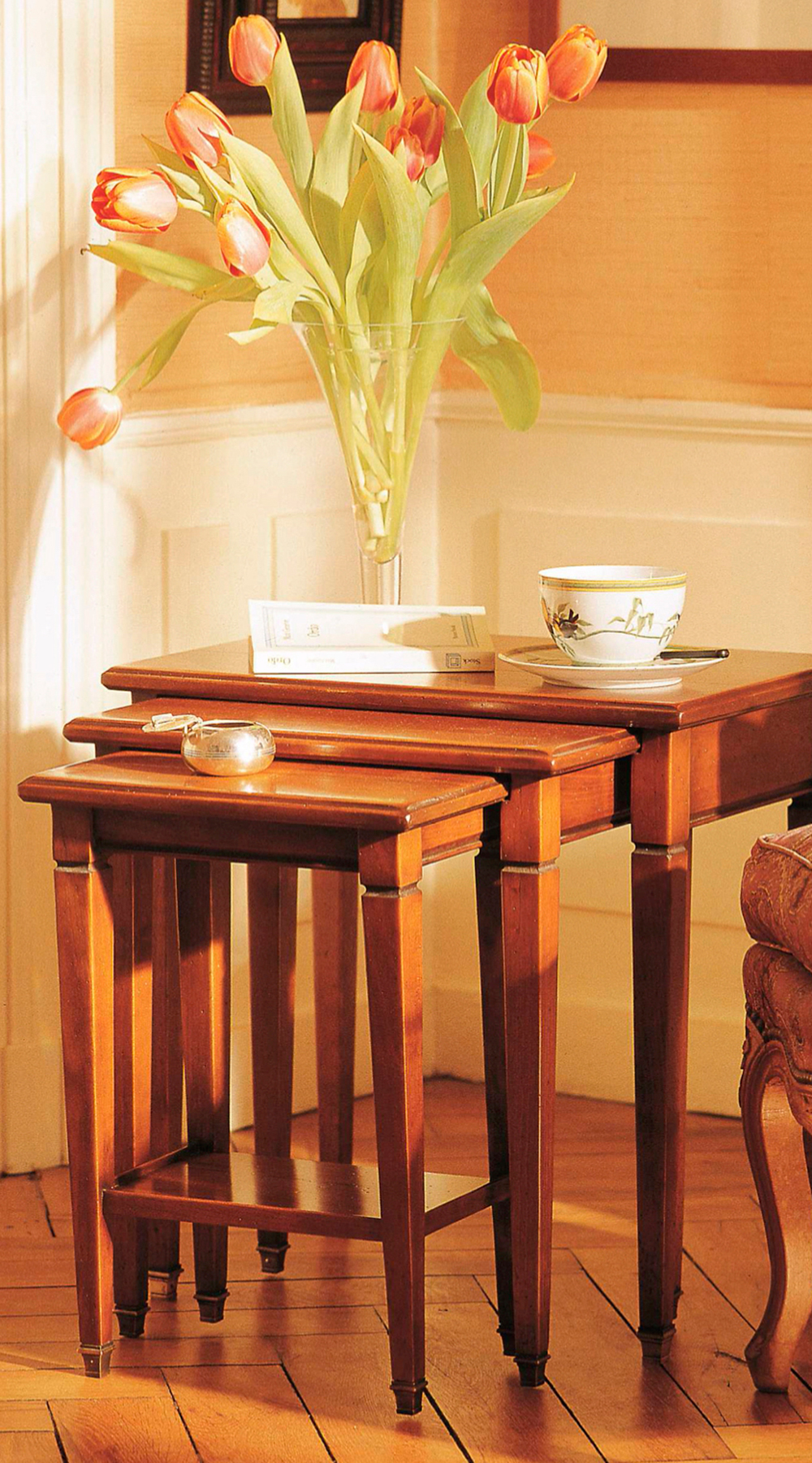 Yew reproduction shop nest of tables